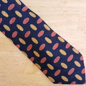 Lanvin Black *PRINT* Tie with Gold and Copper Ovals